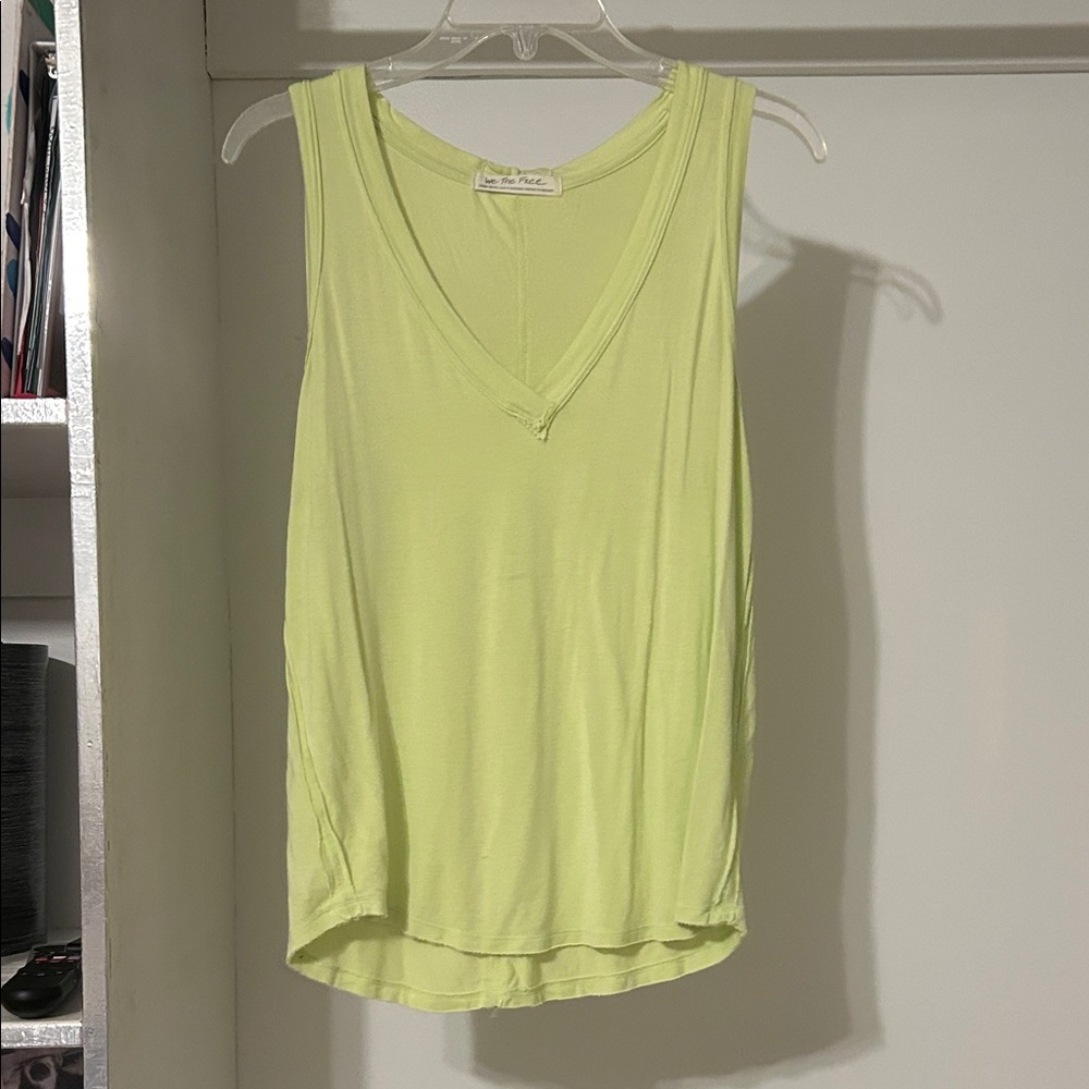 We The Free Light Green V-Neck Tank Top